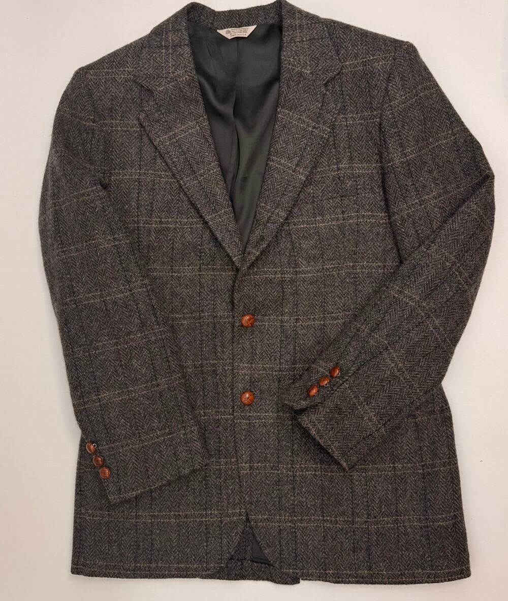 Vtg Maine Guide Congress Wool Herringbone Plaid Blazer Men's 42 BF Fit USA